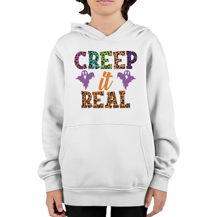 Colorful Boos Creep It Real Halloween Gifts Youth Hoodie
