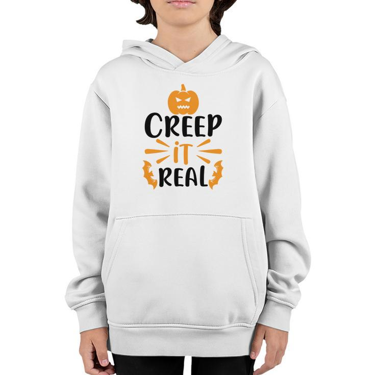 Creep It Real Halloween Occasion Pumpkin Youth Hoodie