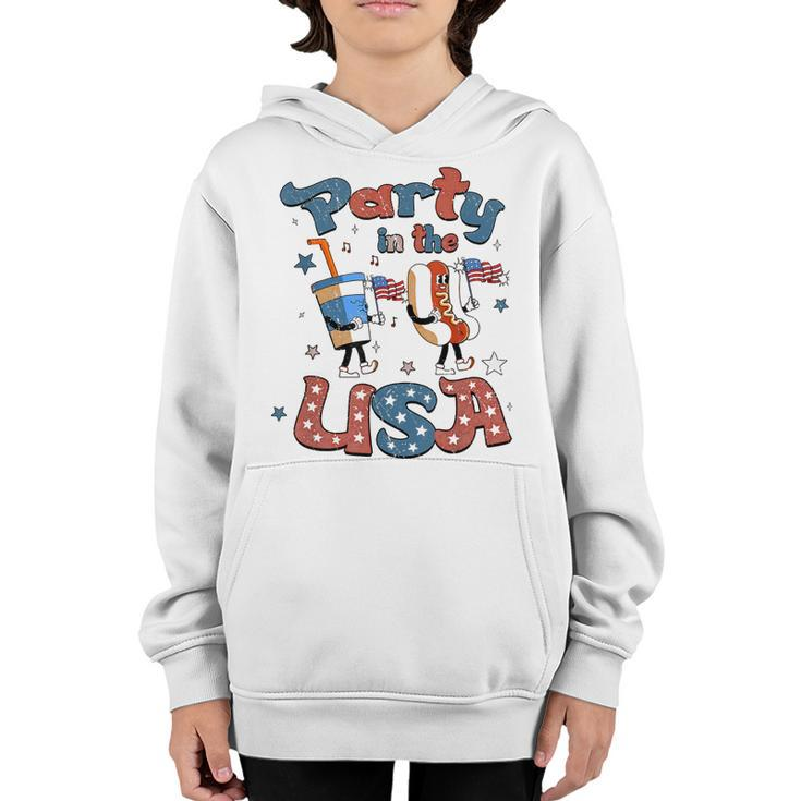Funny Party In The Usa 4Th Of July Hot Dog Patriotic Kid  V2 Youth Hoodie