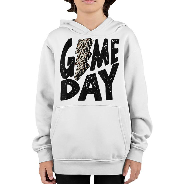 Game Day  Game Day Leopard Lightning Bolt Retro Trendy  Youth Hoodie