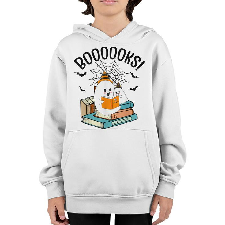 Halloween Booooks Ghost Reading Boo Read Books Library  V5 Youth Hoodie