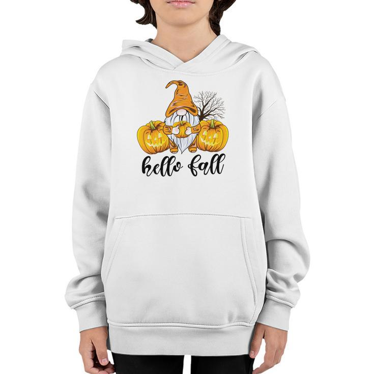 Hello Fall Pumpkin Gnomes Gift Season Youth Hoodie