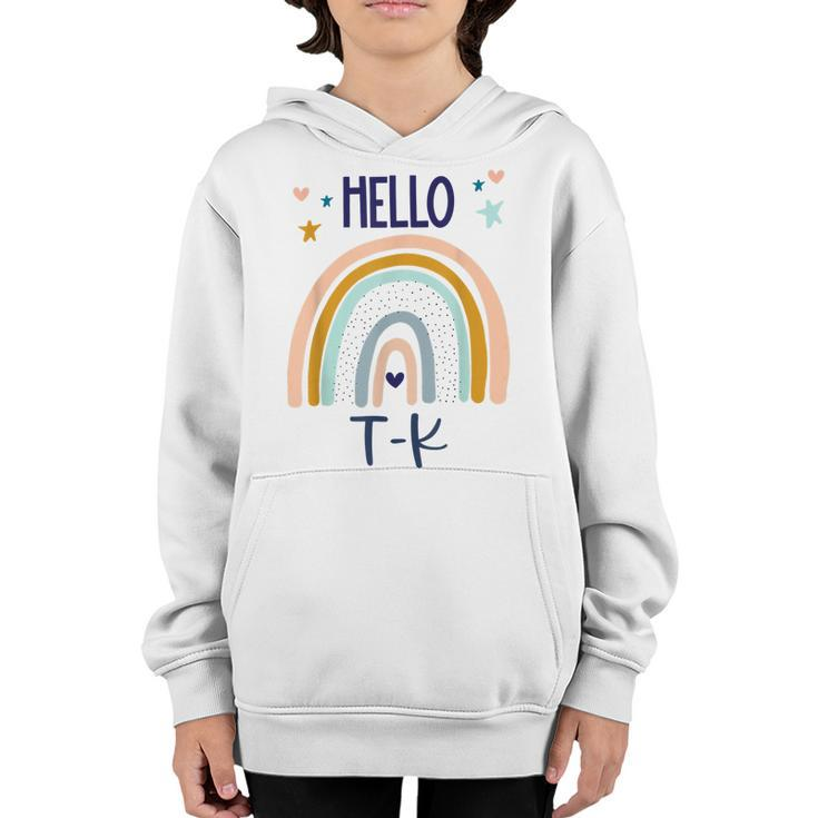 Hello Tk Rainbow For Prek Preschool Teacher Girls  Youth Hoodie