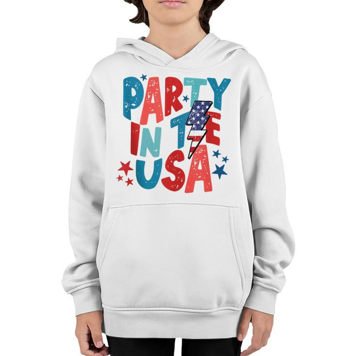 Party In The Usa Funny 4Th Of July American Flag  Youth Hoodie