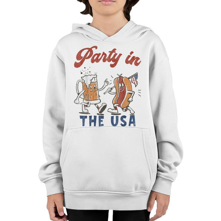 Party In The Usa  Hot Dog Love Usa Funny Fourth Of July  Youth Hoodie
