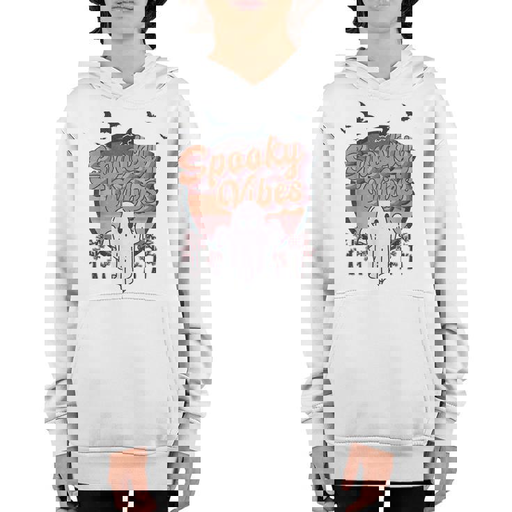 Retro Spook Vibes Boo Ghost Spooky Season Funny Halloween  Youth Hoodie