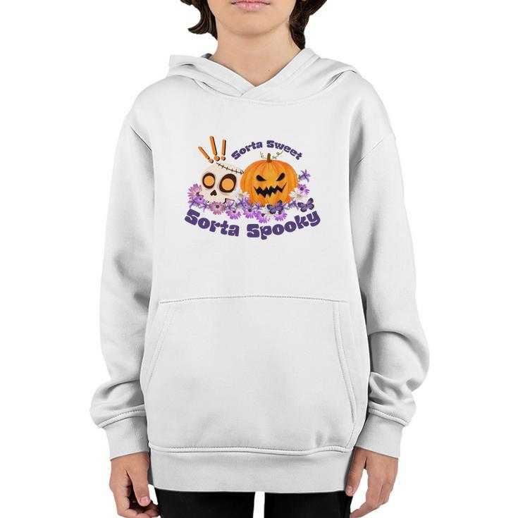 Sorta Sweet Sorta Spooky Halloween Pumpkin Skull Youth Hoodie