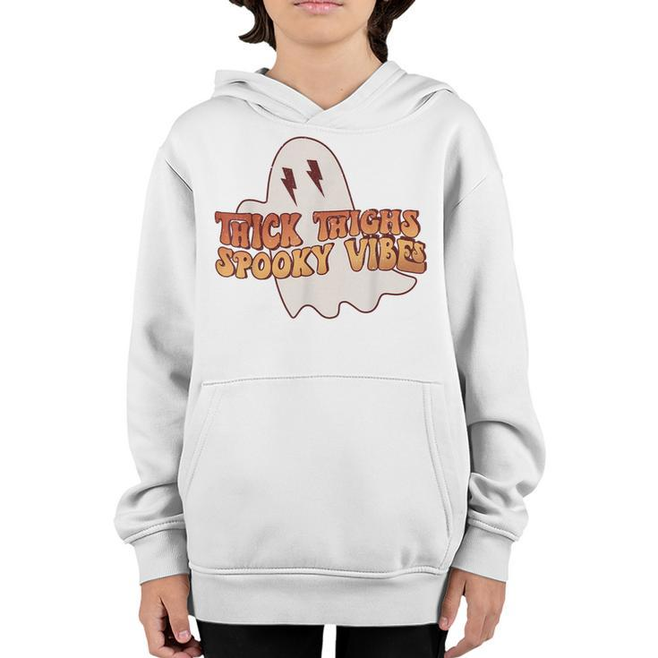 Thick Thighs Spooky Vibes Funny Happy Halloween Spooky  Youth Hoodie