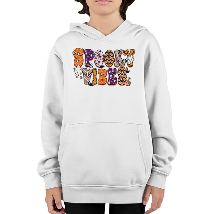 Thick Thights And Spooky Vibes Boo Colorful Halloween Youth Hoodie