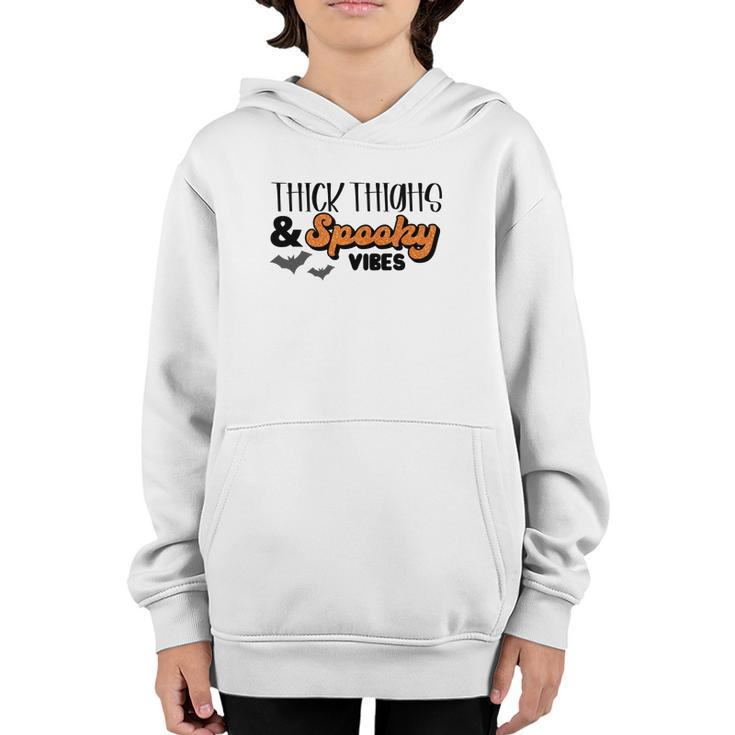 Thick Thights And Spooky Vibes Halloween Bat Youth Hoodie