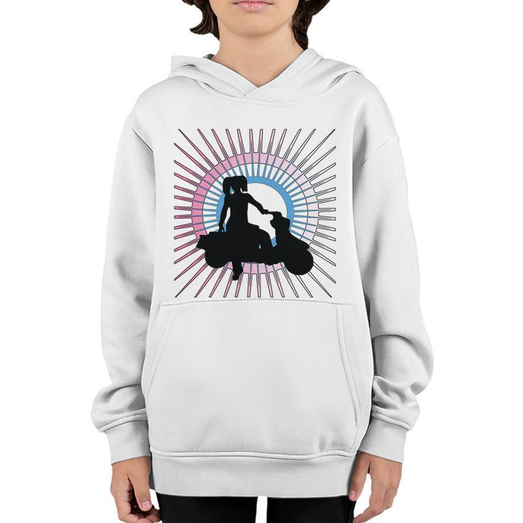 Girl On Moped Youth Hoodie