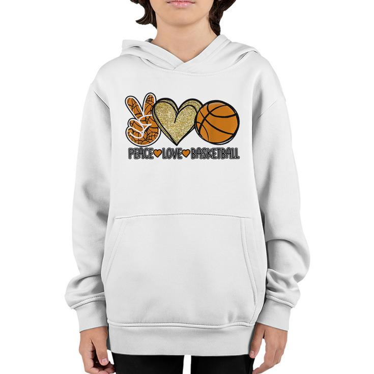 Peace Love Basketball Heart Ball Sports Team Game Player Youth Hoodie
