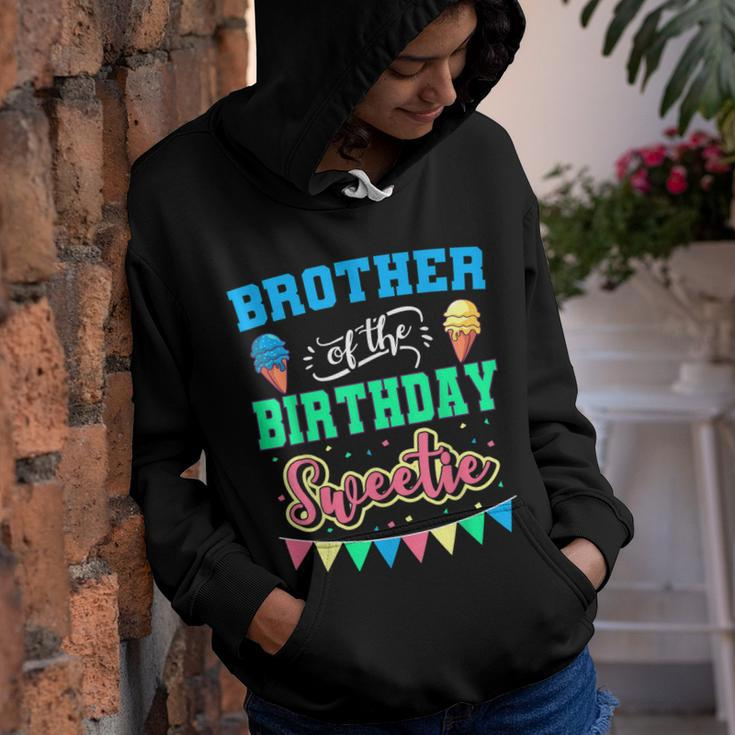 Brother Of The Birthday Sweetie Ice Cream Bday Party Bro Youth Hoodie