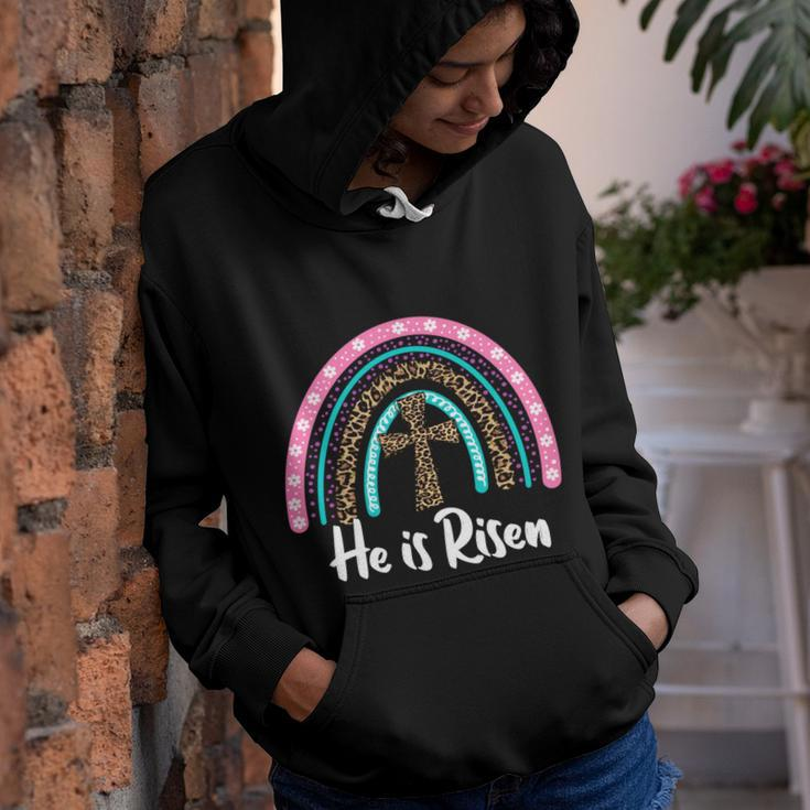 Easter For Christian Teen Girls Mom He Is Risen Leopard Gift Youth Hoodie