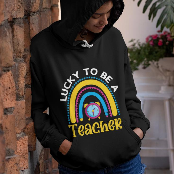 Funny Rainbow Lucky To Be A Teacher Back To School Youth Hoodie