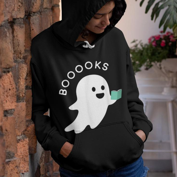 Halloween Booooks Ghost Reading Boo Read Books Library Youth Hoodie