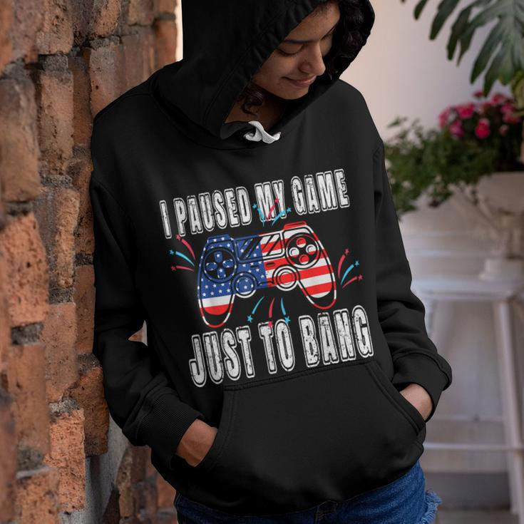 I Paused My Game Just For The Bang Funny 4Th July Gamers Youth Hoodie
