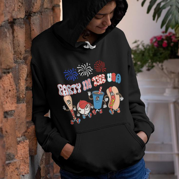 Retro Style Party In The Usa 4Th Of July Baseball Hot Dog V2 Youth Hoodie