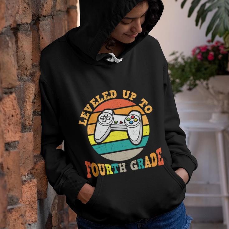 Video Game Back To School Leveled Up To Fourth Grade Vintage Youth Hoodie