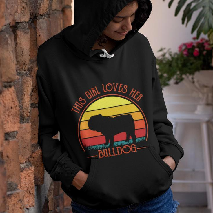 Vintage Retro This Girl Loves Her Bulldog Dog Puppy Lover Great Gift Youth Hoodie