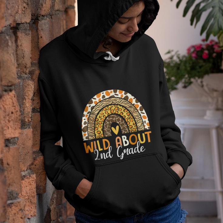 Wild About 2Nd Grade Teacher Back To School Leopard Rainbow Youth Hoodie