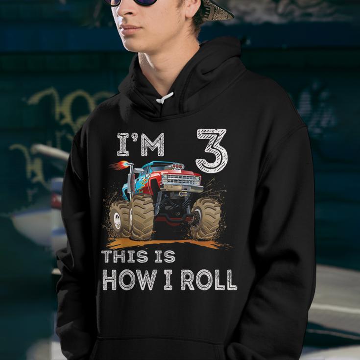 Monster Truck 3Rd Birthday Gifts Im 3 This Is How I Roll  Youth Hoodie