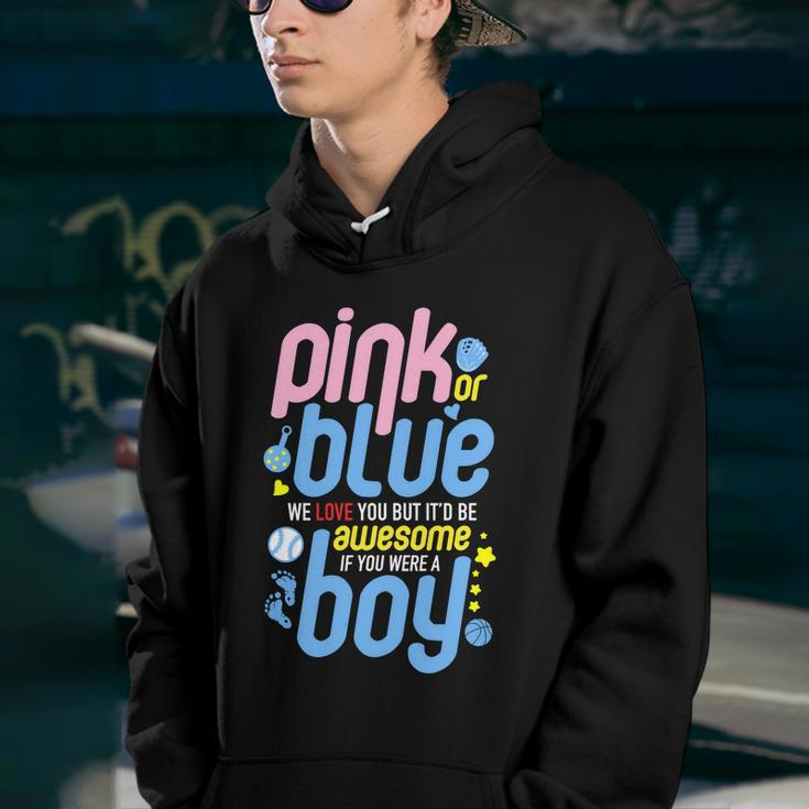 Pink Or Blue We Love You But Awesome If Boy Gender Reveal Gift Youth Hoodie
