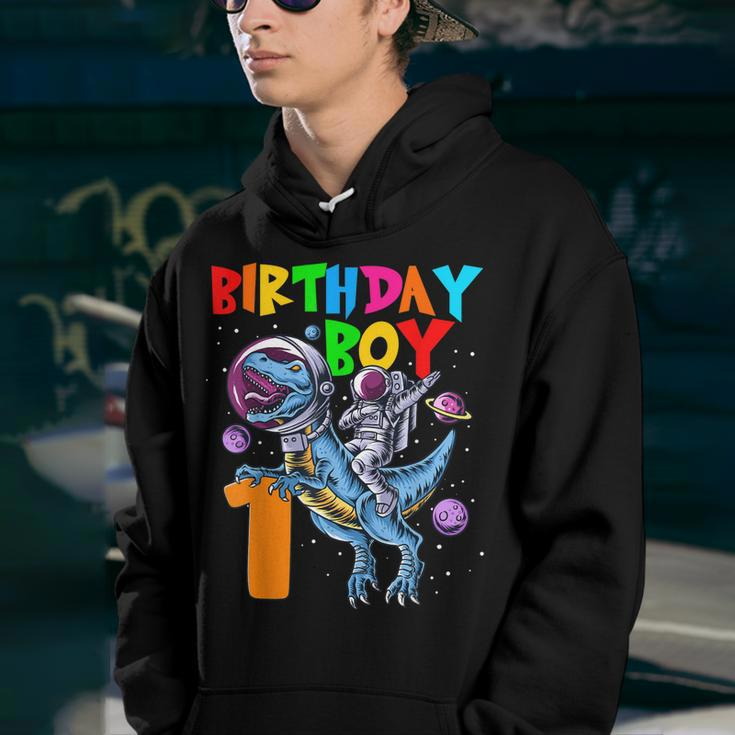 Rawr 1 Years Old Birthday Boy Astronaut Riding 1St Dinosaurs Youth Hoodie