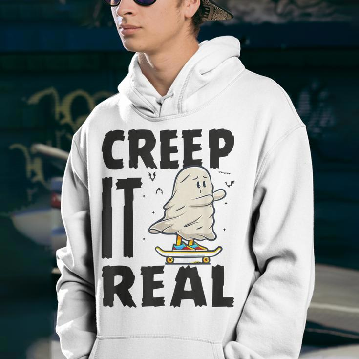 Creep It Real Ghost Men Skateboarding Halloween Fall Season Youth Hoodie