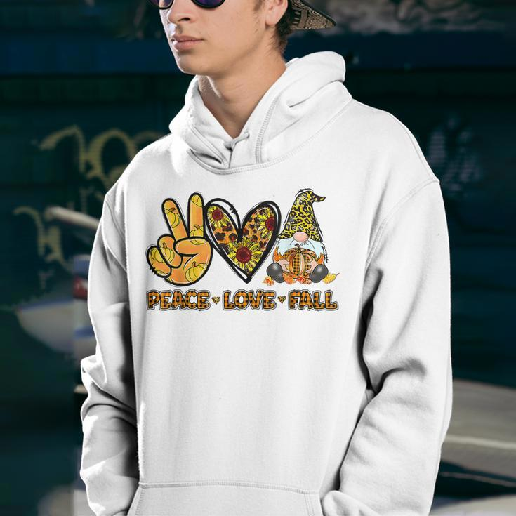 Peace Love Fall Funny Gnome Autumn Lover Pumpkins Halloween Youth Hoodie