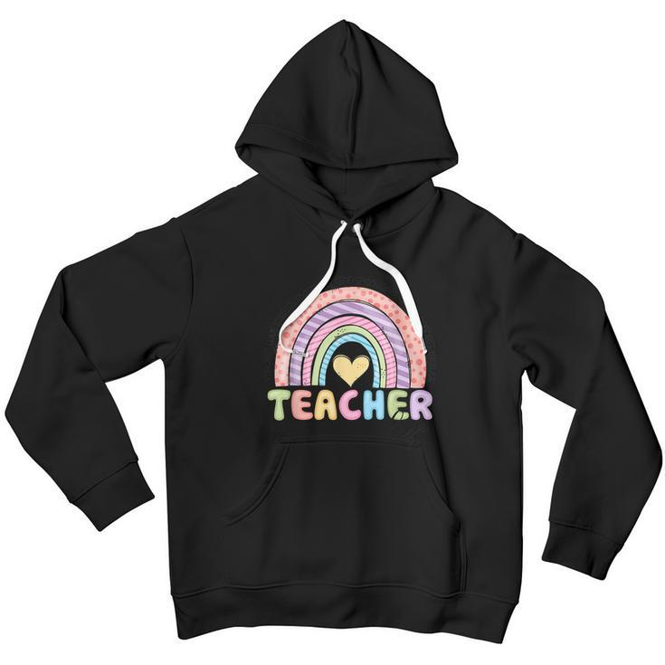 Cute Rainbow Teacher Life Teacher Last Day Of School Youth Hoodie
