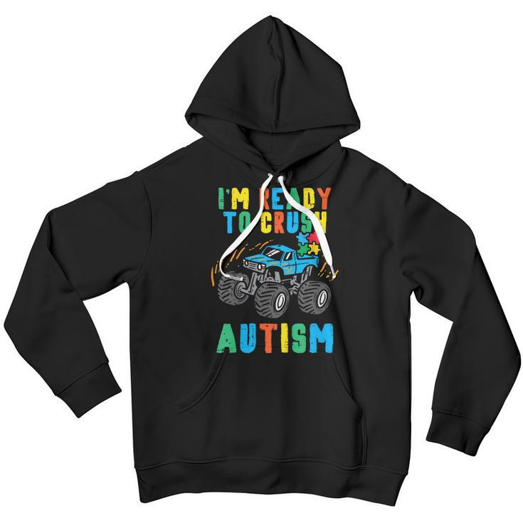 Kids Monster Truck Ready To Crush Autism Awareness Toddler Boys Youth Hoodie
