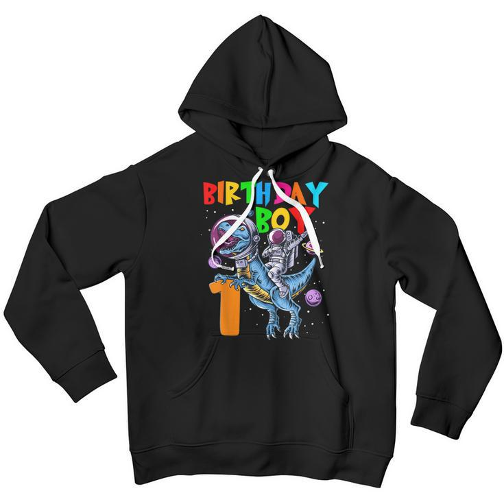 Rawr 1 Years Old Birthday Boy Astronaut Riding 1St Dinosaurs Youth Hoodie