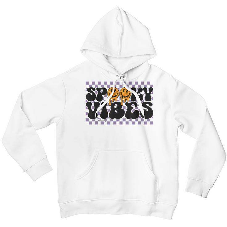 Spooky Vibes Groovy Scary Happy Face Halloween Youth Hoodie
