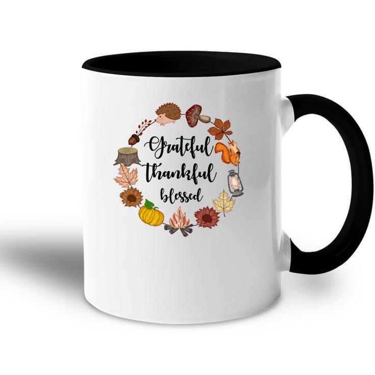 Autumn Wreath Grateful Thankful Blessed Fall Gift Accent Mug