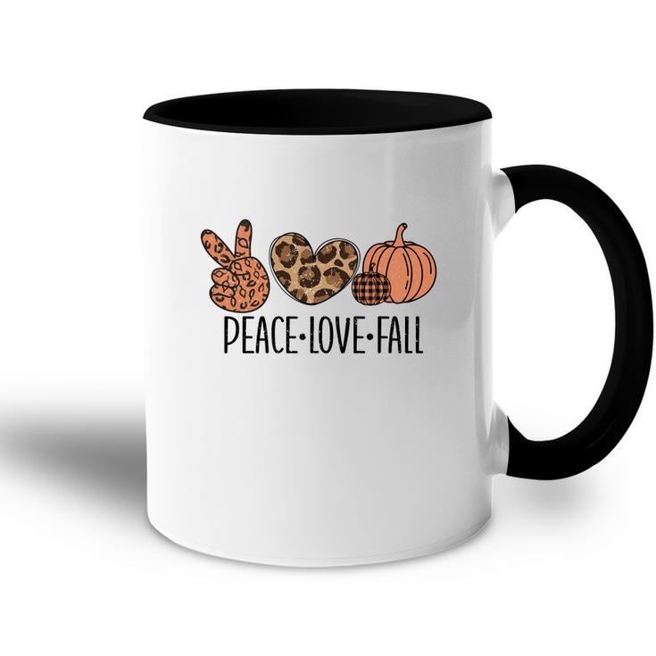 Peace Love Fall Leopard Heart Pumpkin Accent Mug