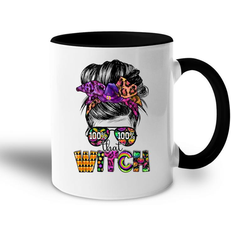 100 That Witch Halloween Costume Messy Bun Skull Witch Girl  Accent Mug