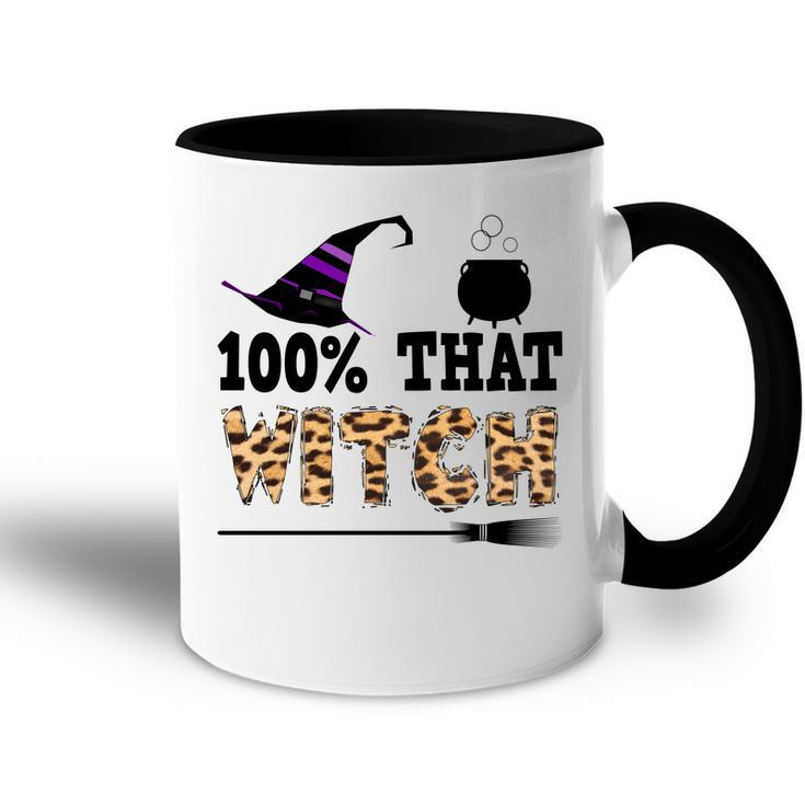 100% That Witch Halloween Witch Hat Leopard  Accent Mug