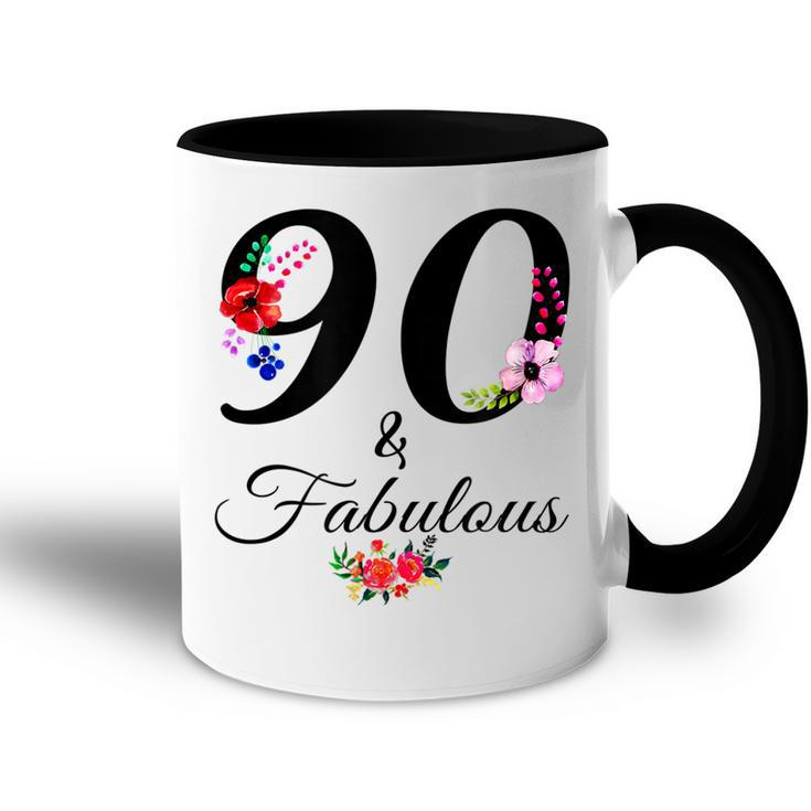 90 & Fabulous 90 Years Old Vintage Floral 1932 90Th Birthday  Accent Mug