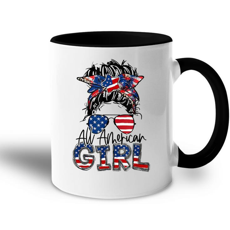 All American Girl 4Th Of July Girls Kids Sunglasses Family  V2 Accent Mug