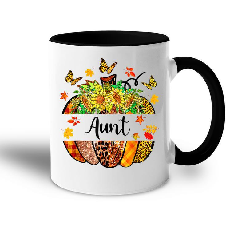 Aunt Fall Leopard Pumpkin Sunflowers Autumn Thanksgiving  V2 Accent Mug