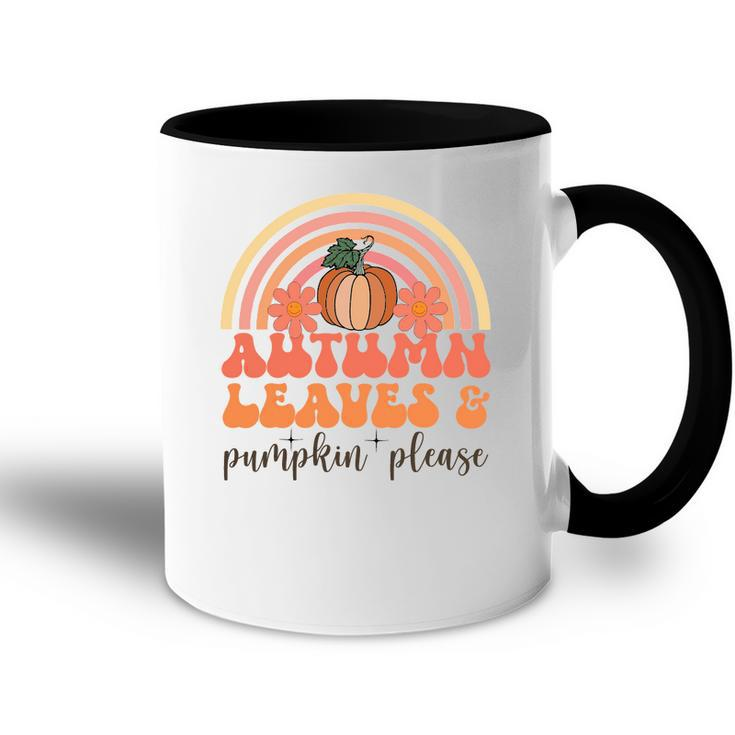 Autumn Leaves And Pumpkin Please Fall Accent Mug