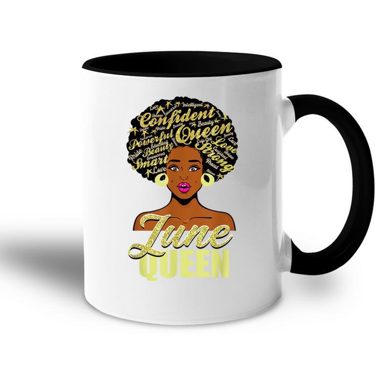 Black African American Melanin Afro Queen June Birthday  Accent Mug