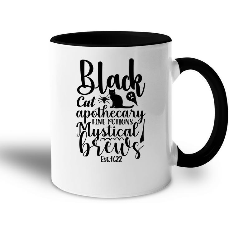 Black Cat Apothecary Fine Potions Mystical Brews Halloween Accent Mug