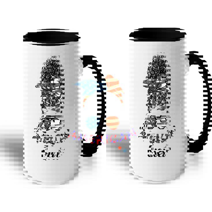 Black Women Girls Queen Afro African American Flag July 4Th  Accent Mug