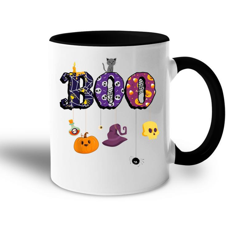 Boo Halloween Costume Spiders Ghosts Pumkin & Witch Hat  V2 Accent Mug