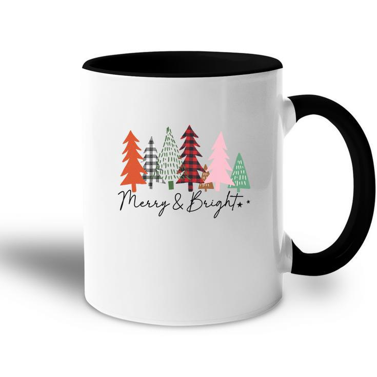 Christmas Tree Merry And Bright Retro Accent Mug