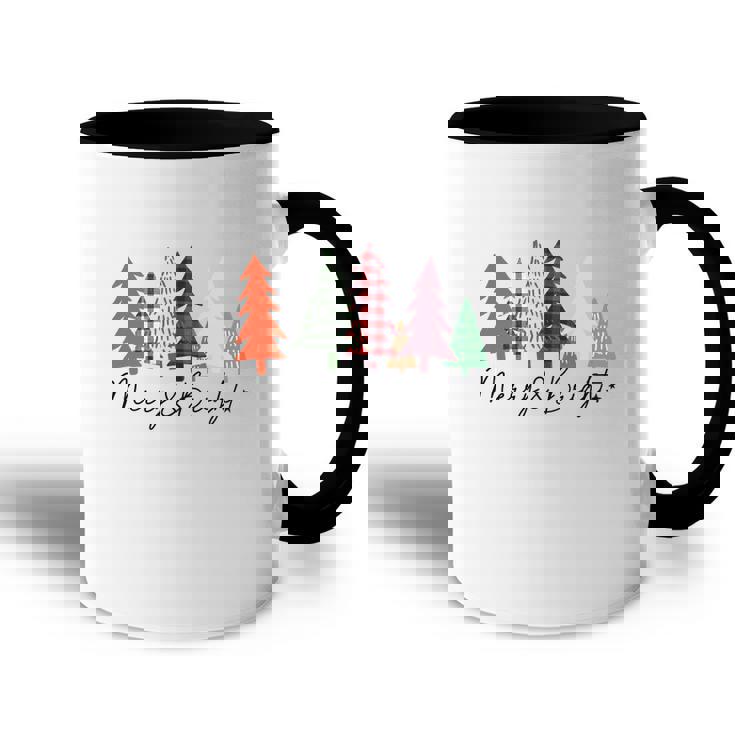 Christmas Tree Merry And Bright Retro Accent Mug