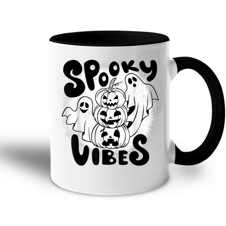 Cute Ghost Halloween Retro Groovy Spooky Vibes Fun Halloween  Accent Mug