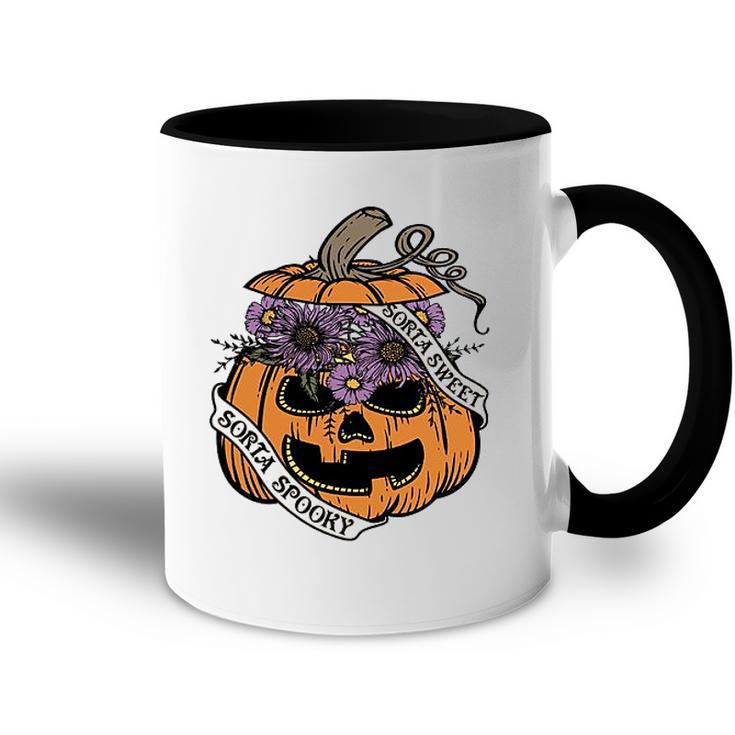 Cute Halloween Sorta Sweet Sorta Spooky Pumpkin Florals  Accent Mug